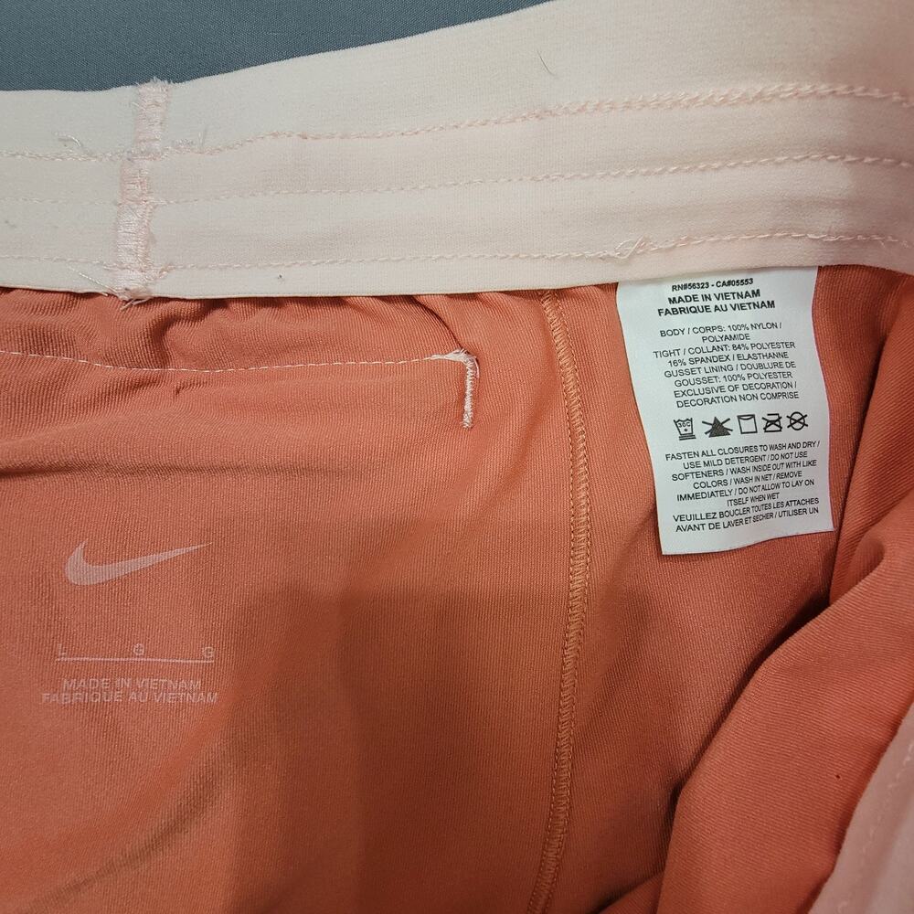 Nike Running Shorts L Peach Orange Dri-Fit Colorblock Lined - Picture 9 of 11